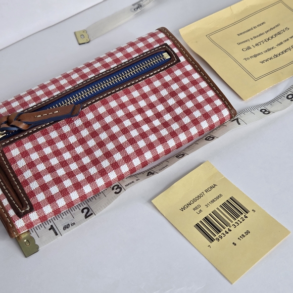 Rare Dooney & Bourke RedGingham Continental Clutch Wallet Coated Canvas - Picture 16 of 16